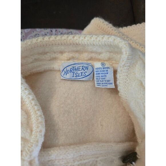 Northern Isles Wool Cream Button-Up Jacket fisherman Nautical cottagecore boho - Picture 6 of 11
